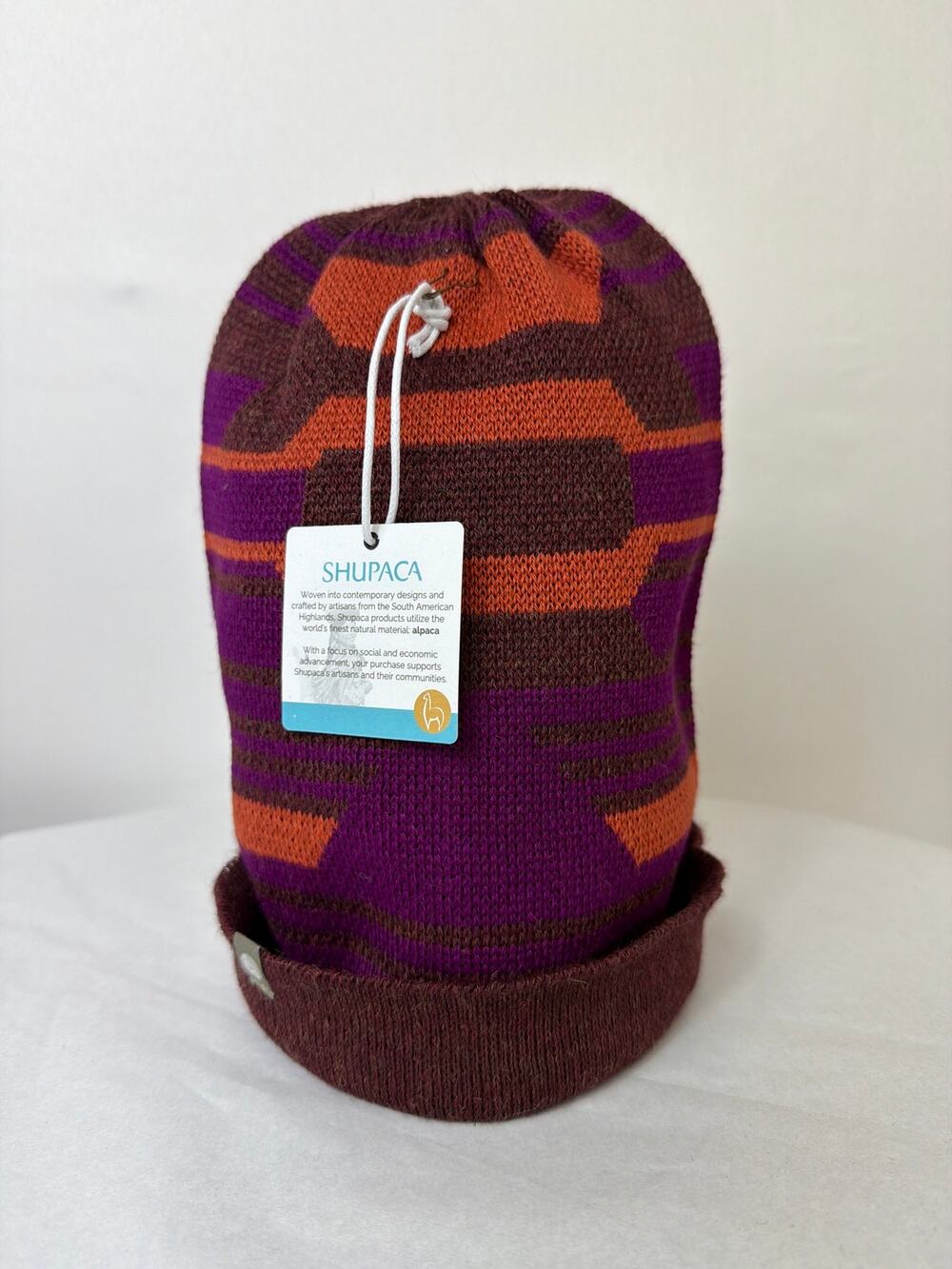NWT Shupaca 100% Baby Alpaca Incan MAGENTA Beanie Hat Handmade PERU